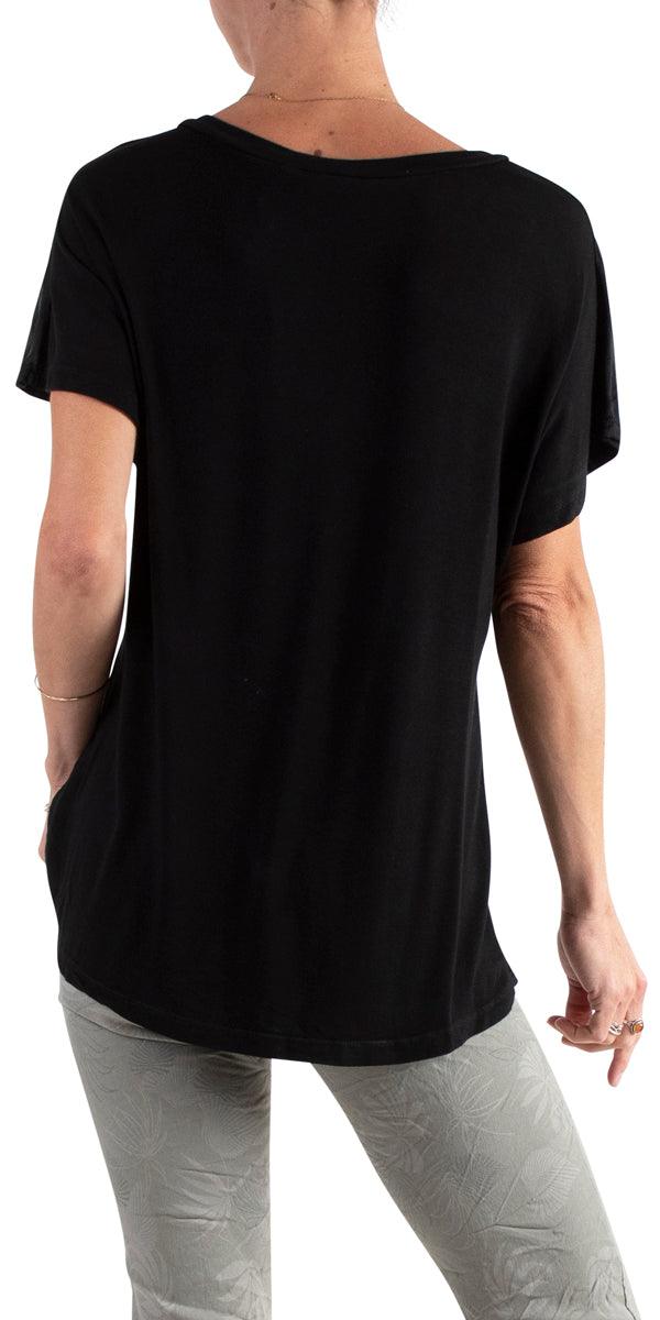 Comodo V-Neck Top - Gigi Moda - Made in Italy # cap sleeve, casual, casual top, gigi moda, one size, spring, summer, T Shirt, Top, viscose