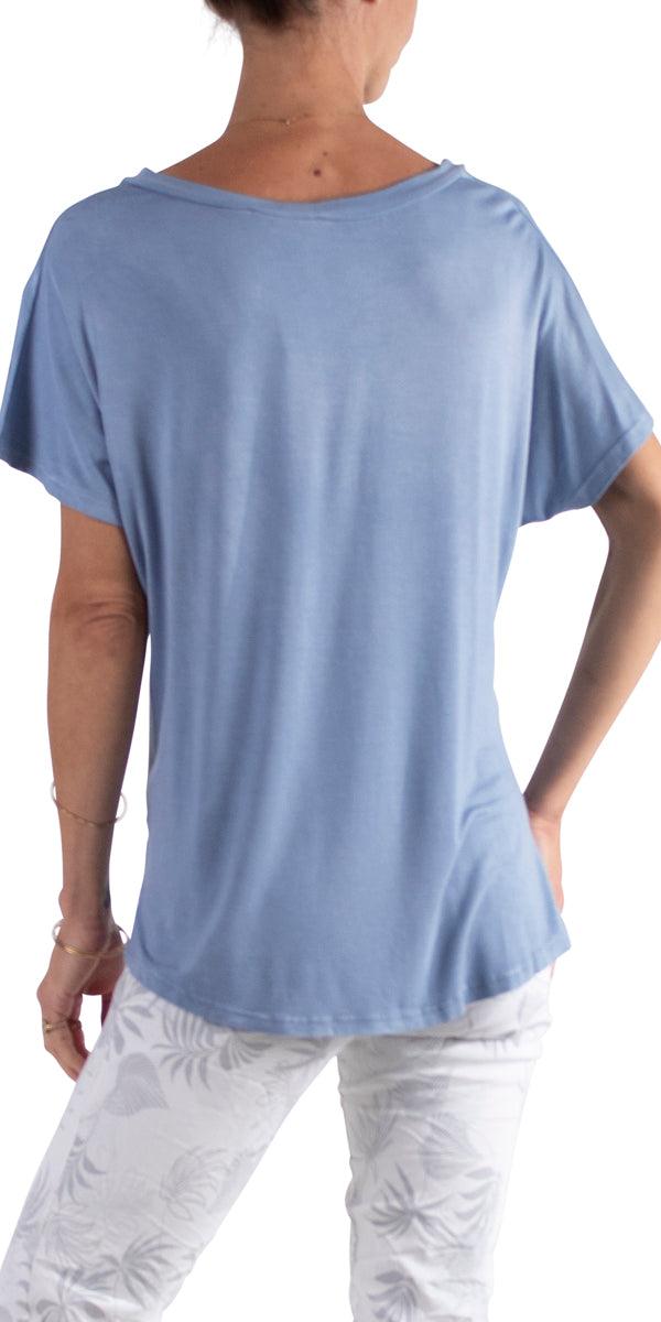 Comodo V-Neck Top - Gigi Moda - Made in Italy # cap sleeve, casual, casual top, gigi moda, one size, spring, summer, T Shirt, Top, viscose