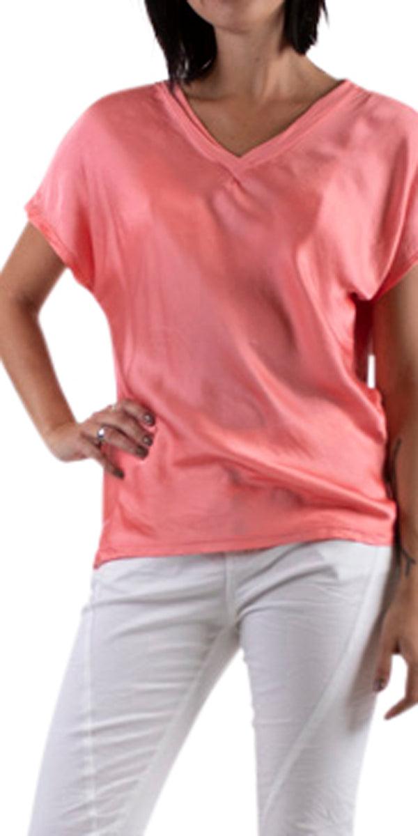 Comodo V-Neck Top - Gigi Moda - Made in Italy # cap sleeve, casual, casual top, gigi moda, one size, spring, summer, T Shirt, Top, viscose