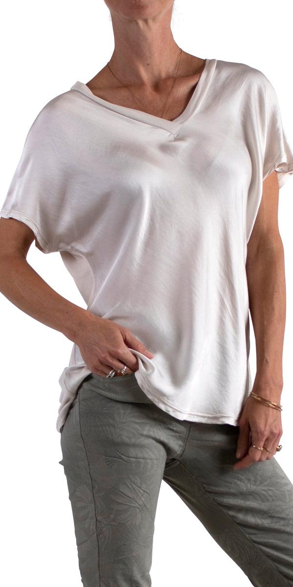 Comodo V-Neck Top - Gigi Moda - Made in Italy # cap sleeve, casual, casual top, gigi moda, one size, spring, summer, T Shirt, Top, viscose