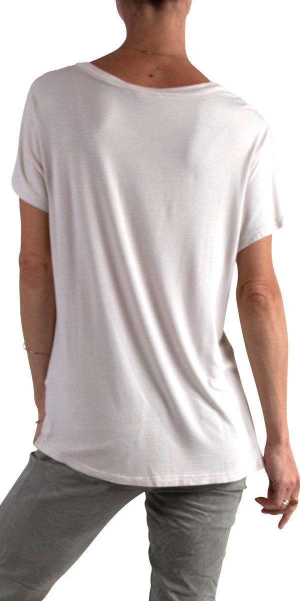 Comodo V-Neck Top - Gigi Moda - Made in Italy # cap sleeve, casual, casual top, gigi moda, one size, spring, summer, T Shirt, Top, viscose