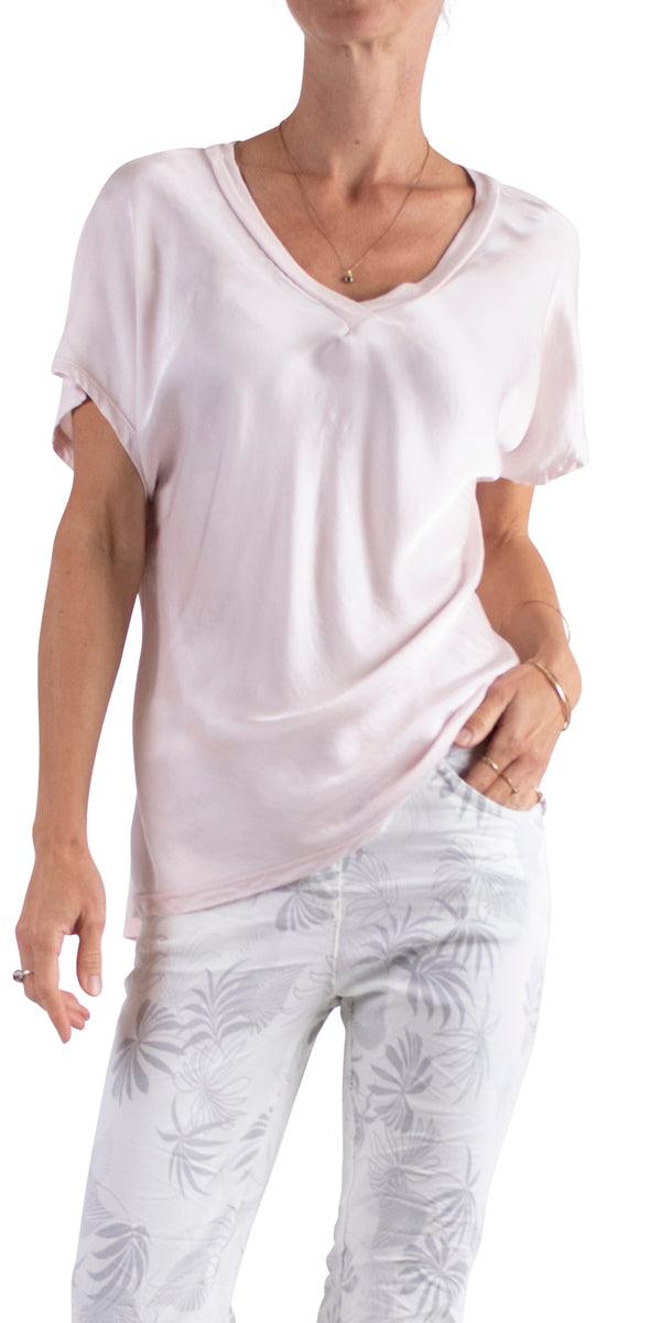 Comodo V-Neck Top - Gigi Moda - Made in Italy # cap sleeve, casual, casual top, gigi moda, one size, spring, summer, T Shirt, Top, viscose