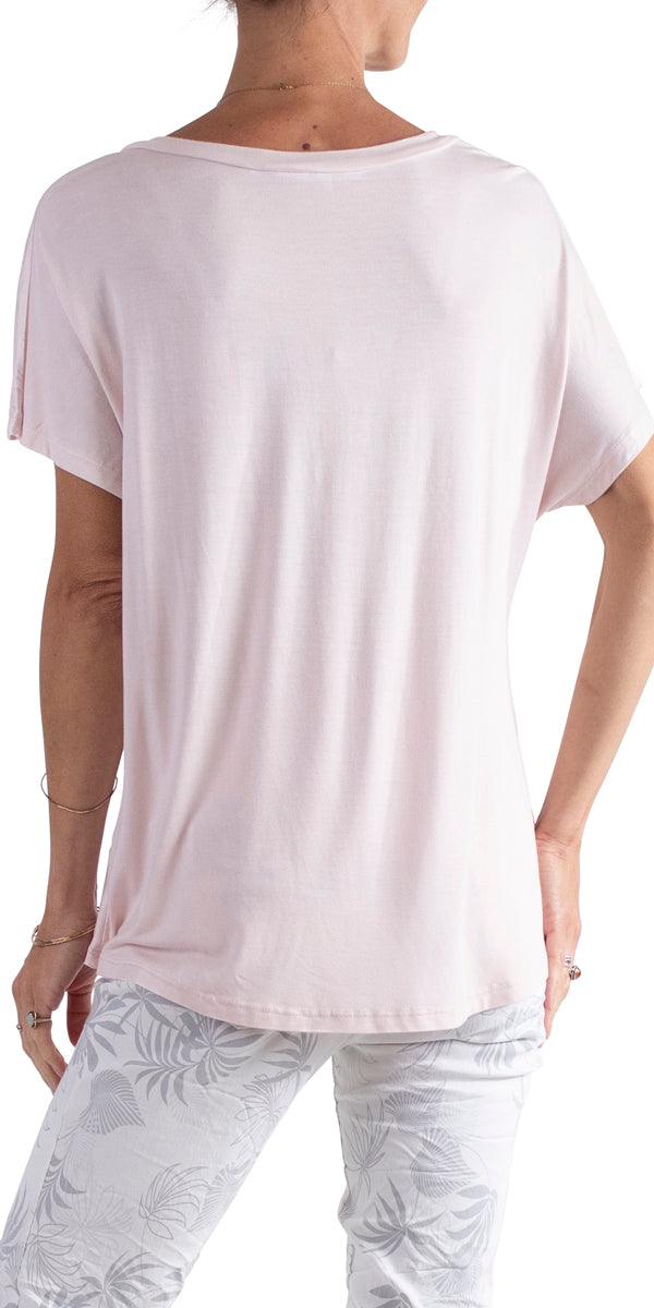 Comodo V-Neck Top - Gigi Moda - Made in Italy # cap sleeve, casual, casual top, gigi moda, one size, spring, summer, T Shirt, Top, viscose