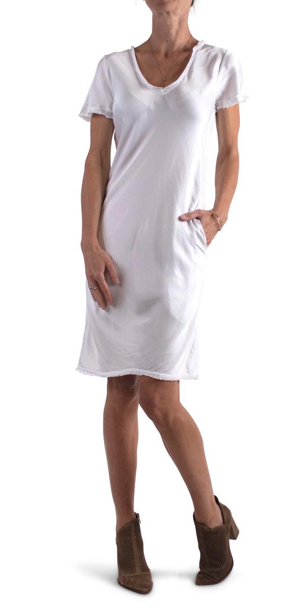 Maglietta Dress - Gigi Moda - Made in Italy # dress, free shipping, gigimoda, Made in Italy, pockets, raw edge, v neck