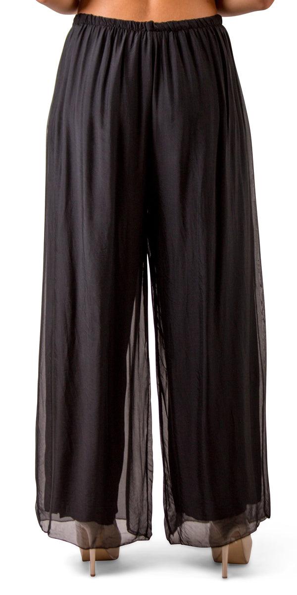 Angelo Silk Pant - Gigi Moda - Made in Italy # 100% Silk, bohemian, comfortable, Double Layer, Elastic Waist Palazzo, free shipping, Gigi Moda, Made in Italy, one size, palazzo, Pant, shop gigi moda, Silk, viscose