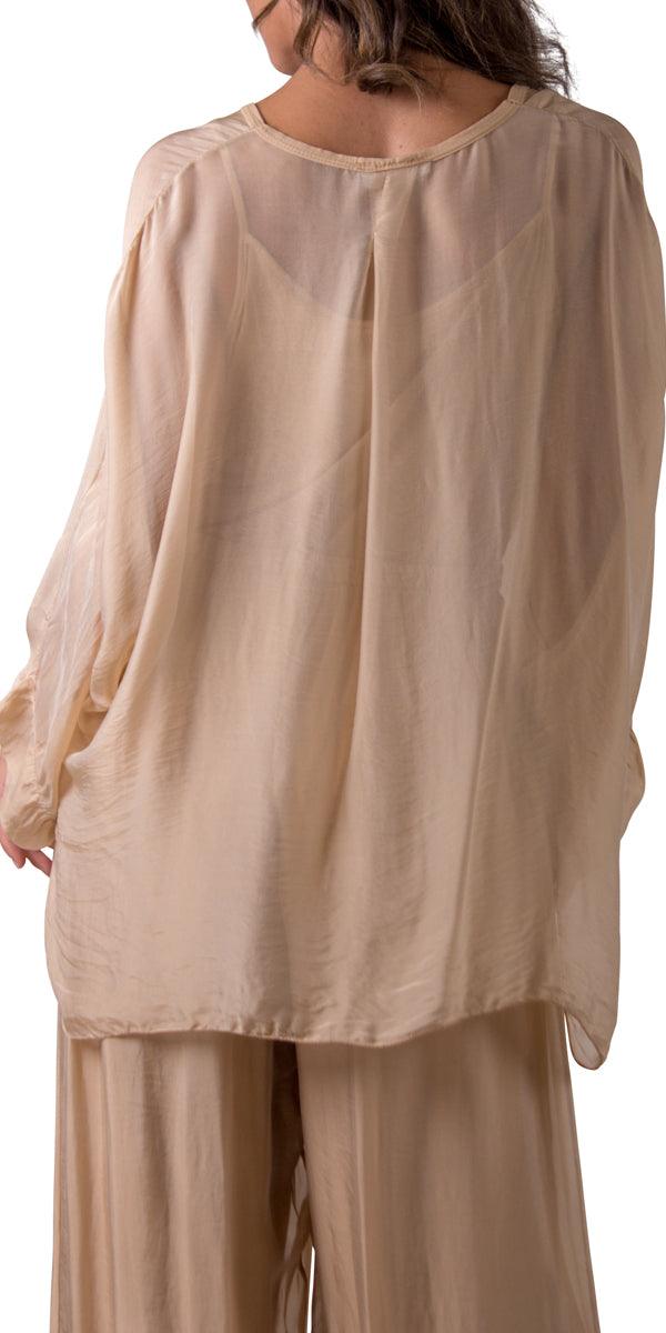 Angelo Silk Blouse - Gigi Moda - Made in Italy # 100% Silk, 2 piece, Blouse, button down, button up, comforatable fit, Dolman sleeve, dolman sleeves, italian silk top, made in italy, matching set, silk blouse, Silk top, Tops, womans clothing