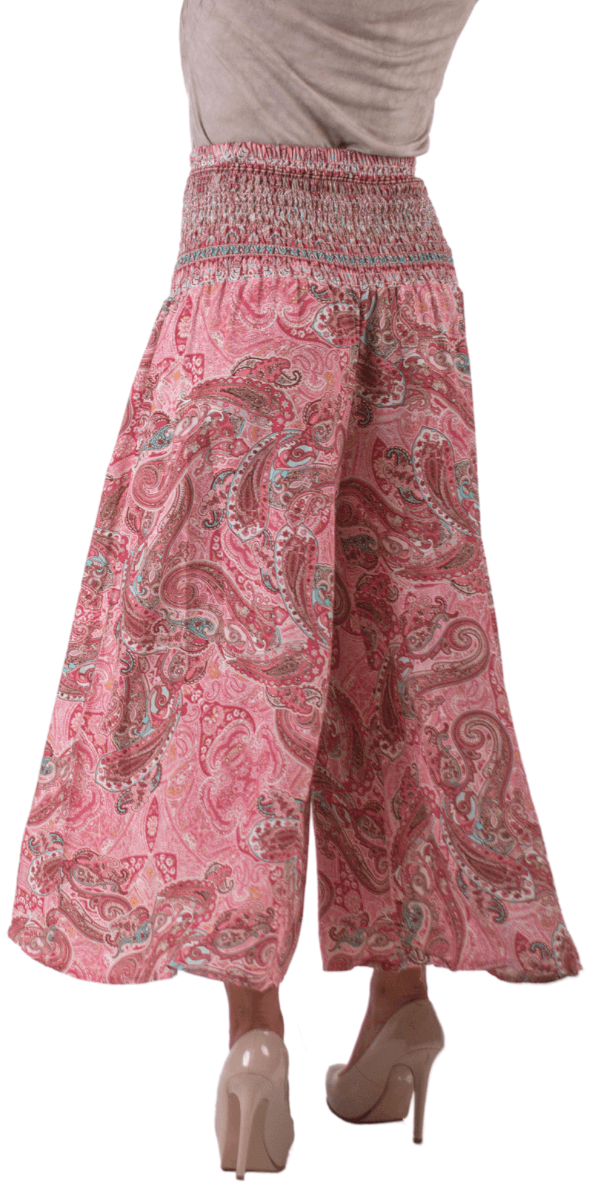 Paisley Jasper Pant - Gigi Moda - Made in Italy # elastic waist, gigi moda, Made in Italy, paisley print, Pants, ruched, summer, WIDE LEG