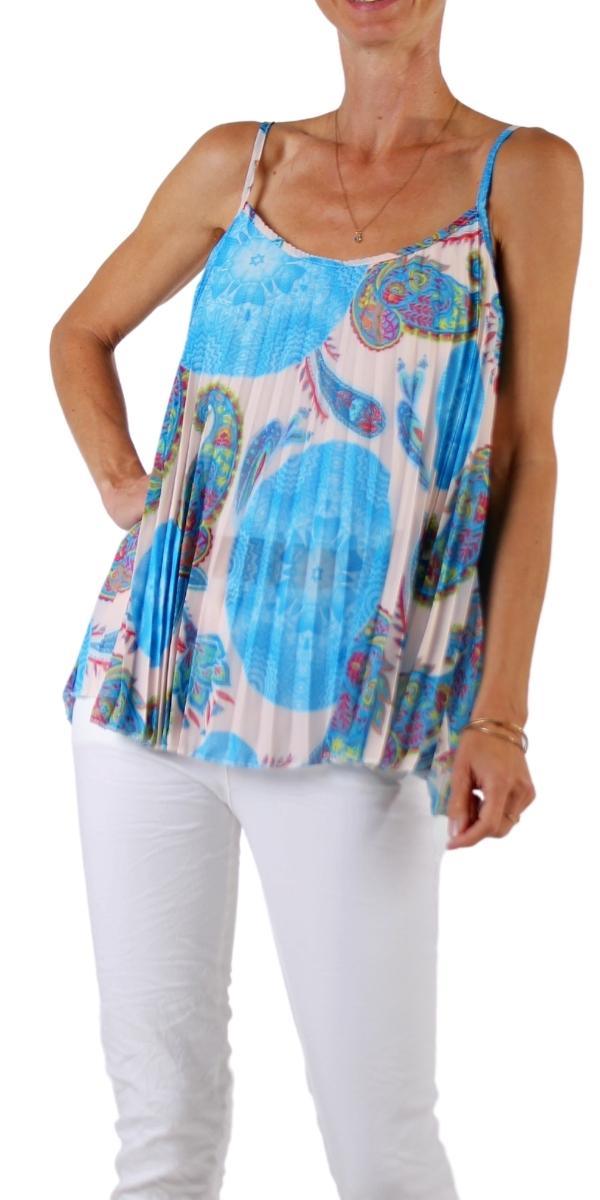 Edie Tank - Gigi Moda - Made in Italy # comfortable, comfy top, Gigi Moda, italian tank top, Made in Italy, OS, paisley print, pleated, resort wear, SPRING TOP, tank, Tank Top, viscose