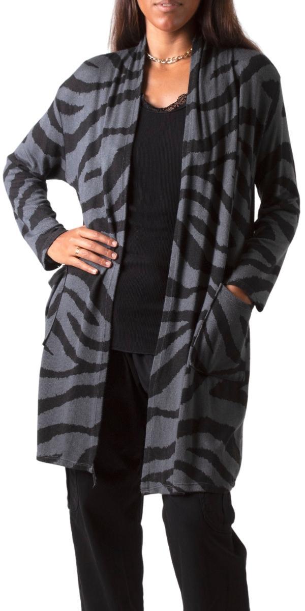 Zebra Knit Cardigan - Gigi Moda - Made in Italy # Cardigan, front pockets, Gigi Moda, Jacket, Knit, Knit Cardigan, knit sweater, Long Knit, Made in Italy, OS, Pockets, Sweater, two pockets, zebra print