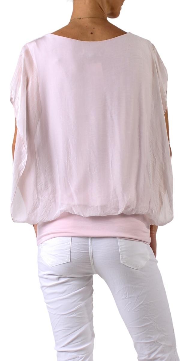 Amante Silk Top - Gigi Moda - Made in Italy # banded bottom, Blouse, flutter sleeve, gigi moda, silk, stretch waistband, top, v-neck