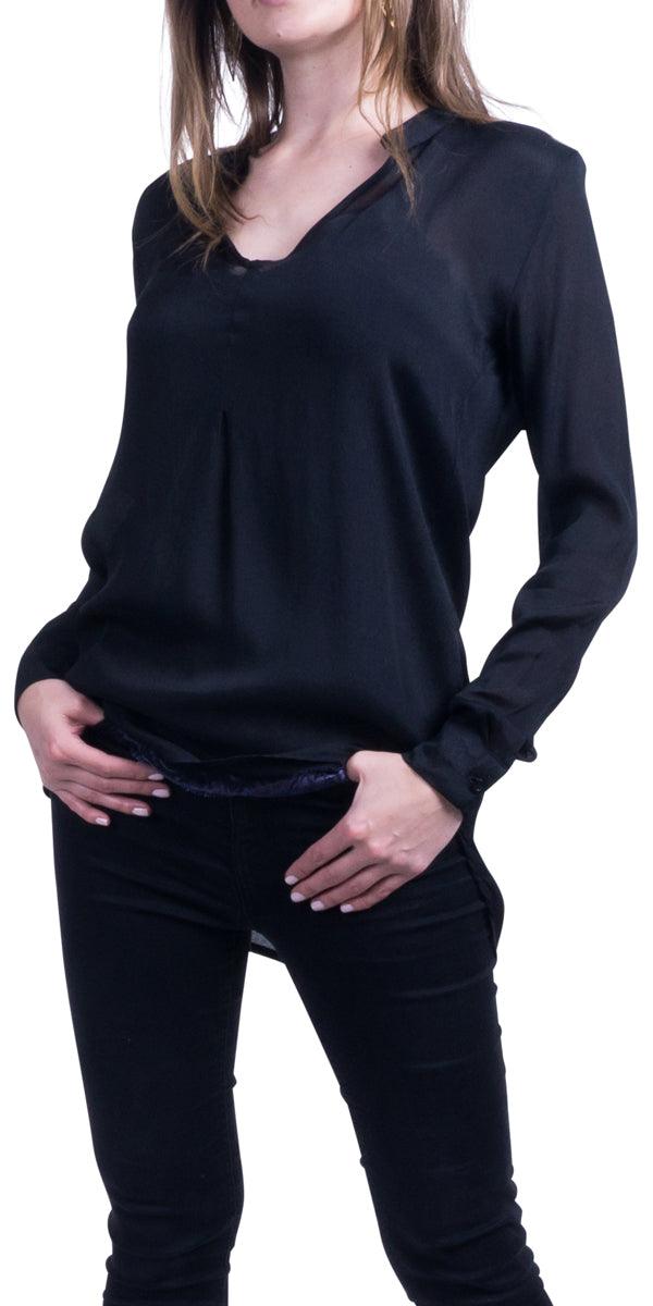 Serena Blouse - Gigi Moda - Made in Italy # Blouse, Gigi Moda, Made in Italy, mandarin collar, OS, Silk, Top, V Neck