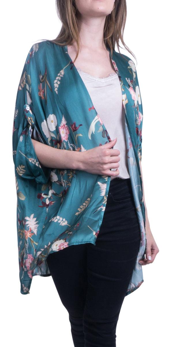 Sofia Kimono - Gigi Moda - Made in Italy # Floral Print, Gigi Moda, Kimono, Made in Italy, OS, Silk, Sleeves