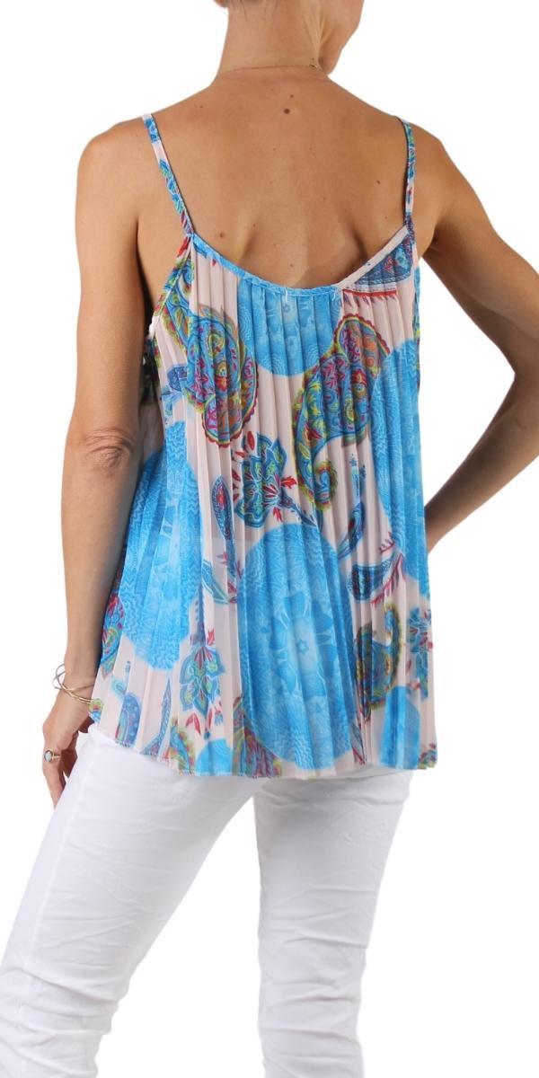 Edie Tank - Gigi Moda - Made in Italy # comfortable, comfy top, Gigi Moda, italian tank top, Made in Italy, OS, paisley print, pleated, resort wear, SPRING TOP, tank, Tank Top, viscose