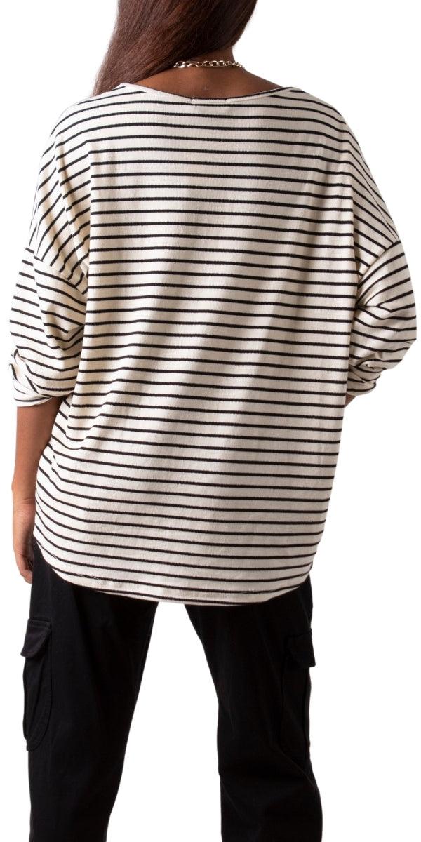 Marinaia Knit Sweater - Gigi Moda - Made in Italy # casual sweater, DEEP V-NECK, free shipping, Gigi Moda, Italian Sweater, Knit, knit sweater, Made in Italy, one size, striped, striped top, stripes, Sweater, V-Neck, v-neck top