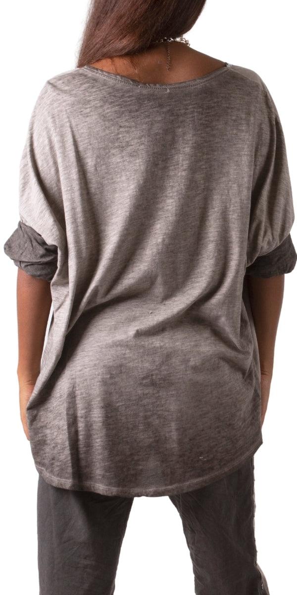 Clio Top - Gigi Moda - Made in Italy # fall, faux suede, Gigi Moda, gigi moda. made in italy, italian top, long sleeves, metallic, shop gigi moda, sweater, Top, V Neck, v-neck top