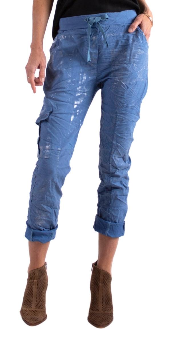 Umbria Cotton Pant - Gigi Moda - Made in Italy # casual, comforatable fit, comfortable, comfy, Cotton, cropped pants, drawstring, drawstring pant, fall, fashion, Gigi Moda, gigimoda, glitter, italian, Made in Italy, new, OS, Pants, pockets, spring, summer