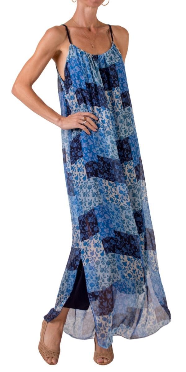 Venus Rosebud Dress - Gigi Moda - Made in Italy # 100% silk, Dress, floral print, Long, Made in Italy, Maxi, maxi dress, one size fits most, side slit, Silk, Sleeveless, Slits, Spaghetti Strap, spring, summer