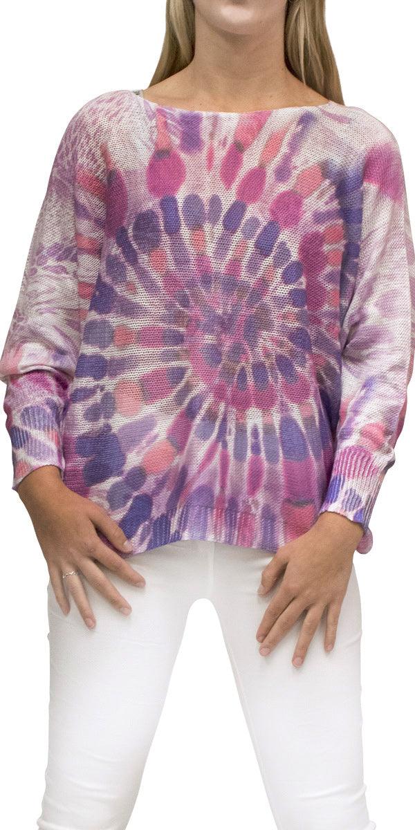 Donatella Tie Dye Sweater - Gigi Moda - Made in Italy # batwing, Cotton, Gigi Moda, italian top, Made in Italy, Mesh, one size, sweater