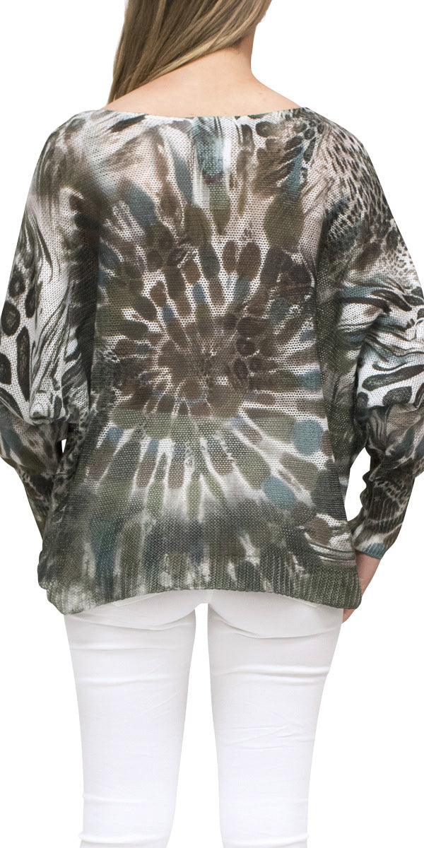 Donatella Tie Dye Sweater - Gigi Moda - Made in Italy # batwing, Cotton, Gigi Moda, italian top, Made in Italy, Mesh, one size, sweater