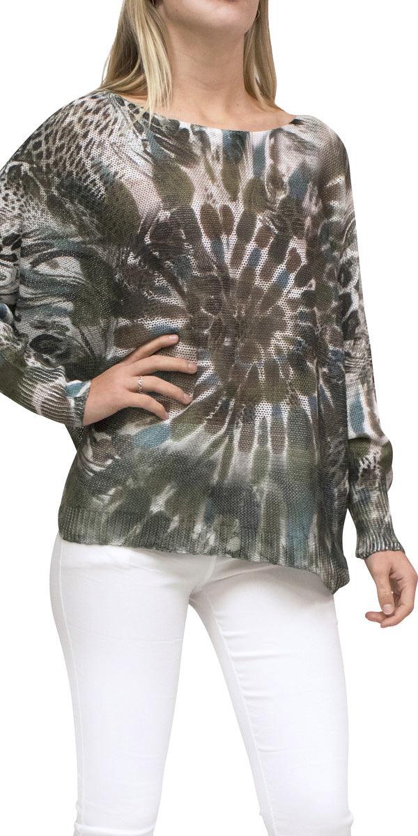 Donatella Tie Dye Sweater - Gigi Moda - Made in Italy # batwing, Cotton, Gigi Moda, italian top, Made in Italy, Mesh, one size, sweater
