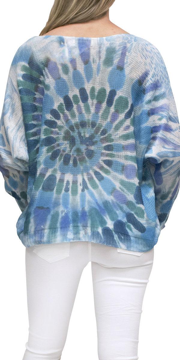 Donatella Tie Dye Sweater - Gigi Moda - Made in Italy # batwing, Cotton, Gigi Moda, italian top, Made in Italy, Mesh, one size, sweater