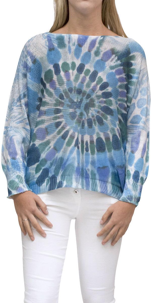 Donatella Tie Dye Sweater - Gigi Moda - Made in Italy # batwing, Cotton, Gigi Moda, italian top, Made in Italy, Mesh, one size, sweater