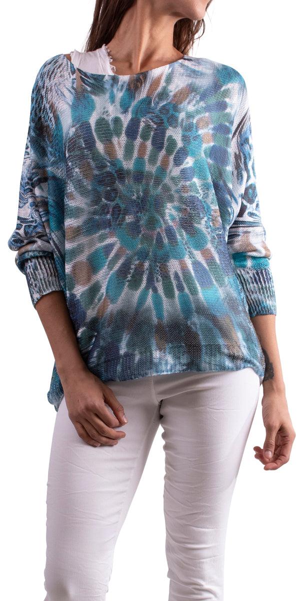 Donatella Tie Dye Sweater - Gigi Moda - Made in Italy # batwing, Cotton, Gigi Moda, italian top, Made in Italy, Mesh, one size, sweater