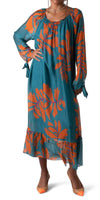 Aloha Maxi Dress - Shop Gigi Moda - Made in Italy # 100% silk, Dress, Floral Print, Gigi Moda, Long, long dress, Long Sleeve, Made in Italy, Maxi, maxi dress, one size fits most, shop gigi moda, Silk