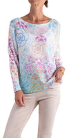 Emy Batwing Sweater With Cascading Floral Print