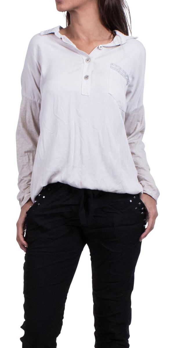 Lulia Blouse - Gigi Moda - Made in Italy # Cotton, fall, Gigi Moda, italian top, Made in Italy, one size, Sleeves, Top