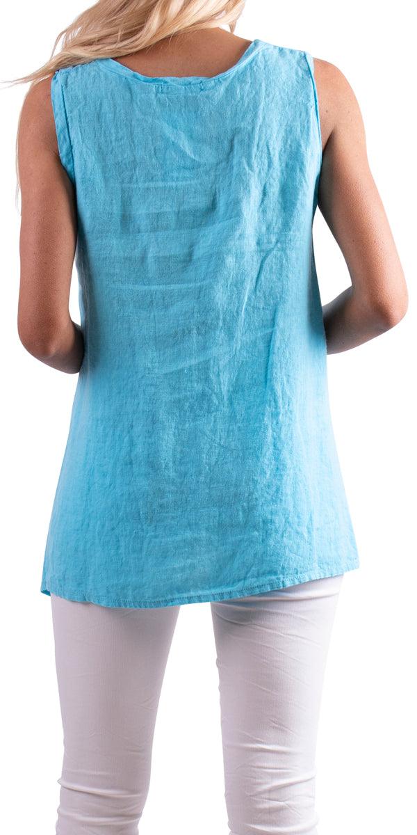 Gloria Top - Gigi Moda - Made in Italy # 100% Linen, Gigi Moda, italian top, Linen, Made in Italy, OS, Sleeveless, Top