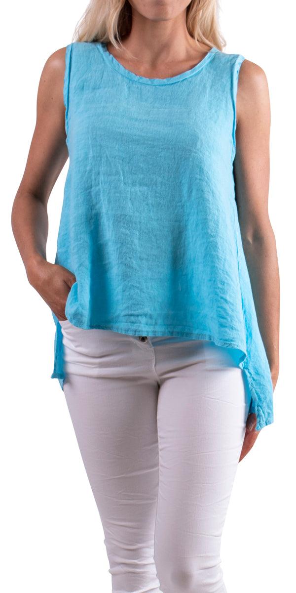 Gloria Top - Gigi Moda - Made in Italy # 100% Linen, Gigi Moda, italian top, Linen, Made in Italy, OS, Sleeveless, Top