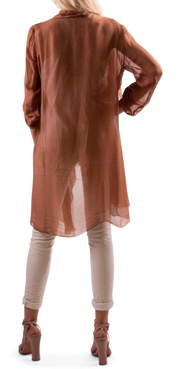 Portici Silk Cardigan - Gigi Moda - Made in Italy # 3/4 sleeve, Cardigan, free shipping, Gigi Moda, long, Made in Italy, one size, OS, Silk, viscose