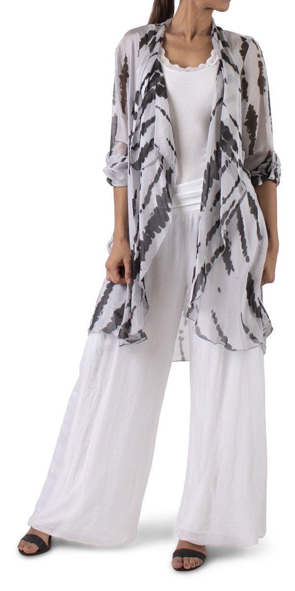 Portici Stripe Tie-Dye Cardigan - Gigi Moda - Made in Italy # cardigan, Gigi Moda, long cardigan, Made in Italy, silk, Tie Dye