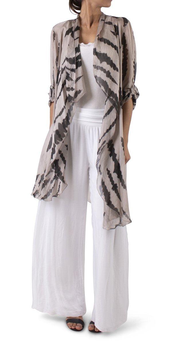 Portici Stripe Tie-Dye Cardigan - Gigi Moda - Made in Italy # cardigan, Gigi Moda, long cardigan, Made in Italy, silk, Tie Dye
