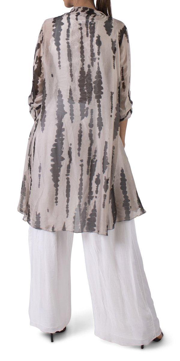 Portici Stripe Tie-Dye Cardigan - Gigi Moda - Made in Italy # cardigan, Gigi Moda, long cardigan, Made in Italy, silk, Tie Dye