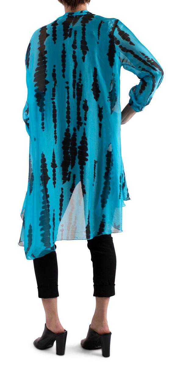 Portici Stripe Tie-Dye Cardigan - Gigi Moda - Made in Italy # cardigan, Gigi Moda, long cardigan, Made in Italy, silk, Tie Dye