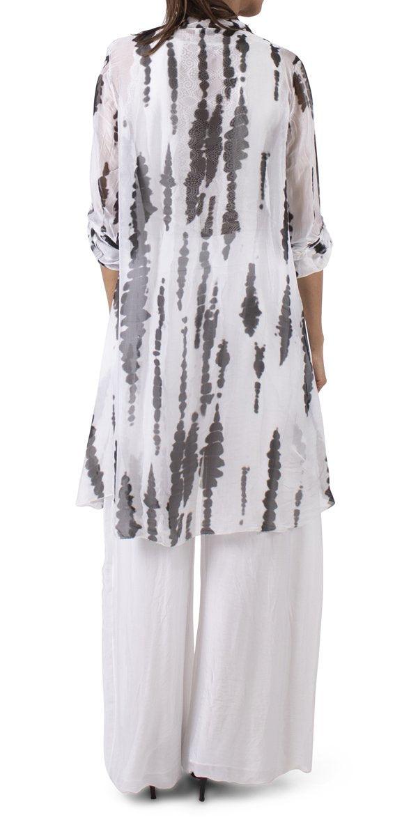 Portici Stripe Tie-Dye Cardigan - Gigi Moda - Made in Italy # cardigan, Gigi Moda, long cardigan, Made in Italy, silk, Tie Dye