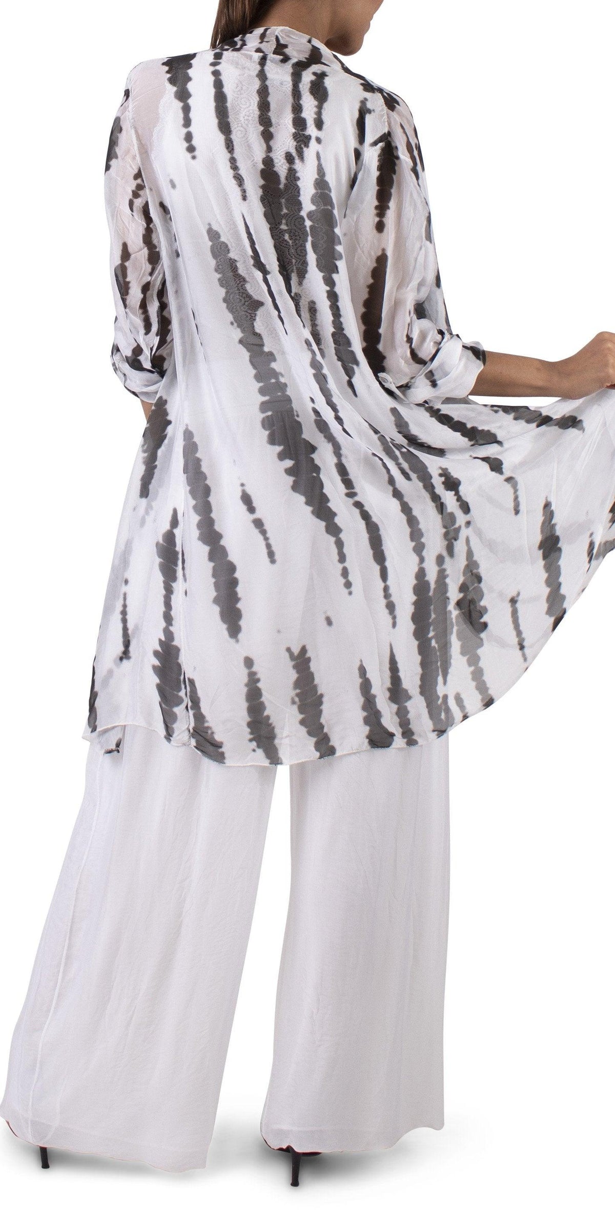 Portici Stripe Tie-Dye Cardigan - Gigi Moda - Made in Italy # cardigan, Gigi Moda, long cardigan, Made in Italy, silk, Tie Dye