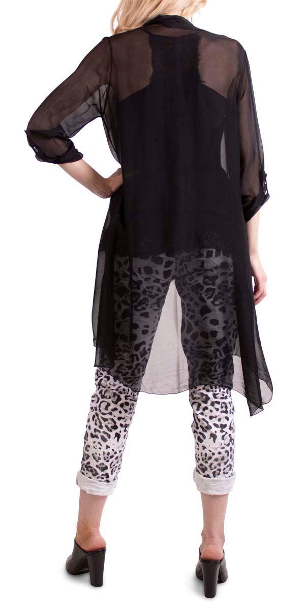 Portici Silk Cardigan - Gigi Moda - Made in Italy # 3/4 sleeve, Cardigan, free shipping, Gigi Moda, long, Made in Italy, one size, OS, Silk, viscose