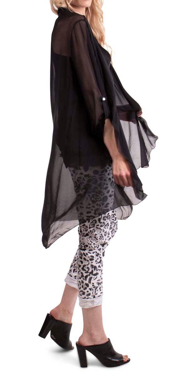 Portici Silk Cardigan - Gigi Moda - Made in Italy # 3/4 sleeve, Cardigan, free shipping, Gigi Moda, long, Made in Italy, one size, OS, Silk, viscose