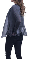 Timori Silk Jacket - Shop Gigi Moda - Made in Italy # 100% Silk, italian silk, Ruffle Sleeve and Bottom Open Jacket, Silk, silk jacket, Silk Top