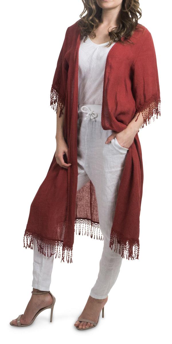 Barbara Jacket - Gigi Moda - Made in Italy # 100% Linen, Embroidery, Gigi Moda, Jacket, Linen, Made in Italy, one size, OS