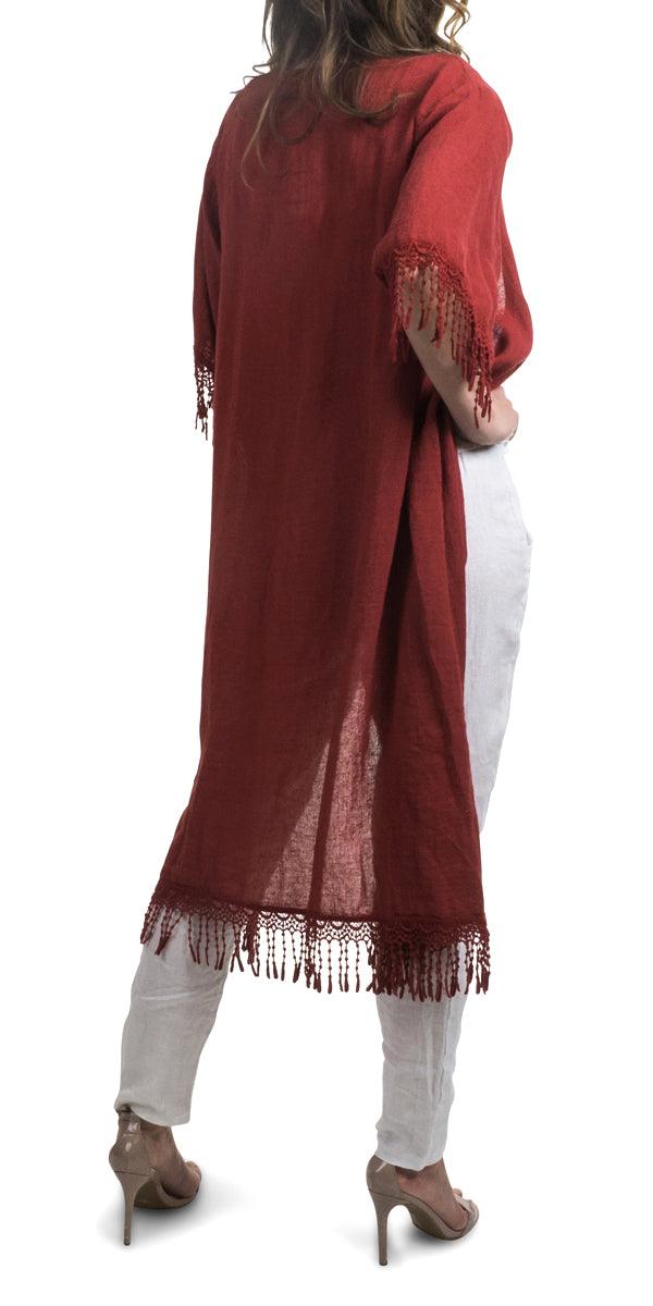 Barbara Jacket - Gigi Moda - Made in Italy # 100% Linen, Embroidery, Gigi Moda, Jacket, Linen, Made in Italy, one size, OS