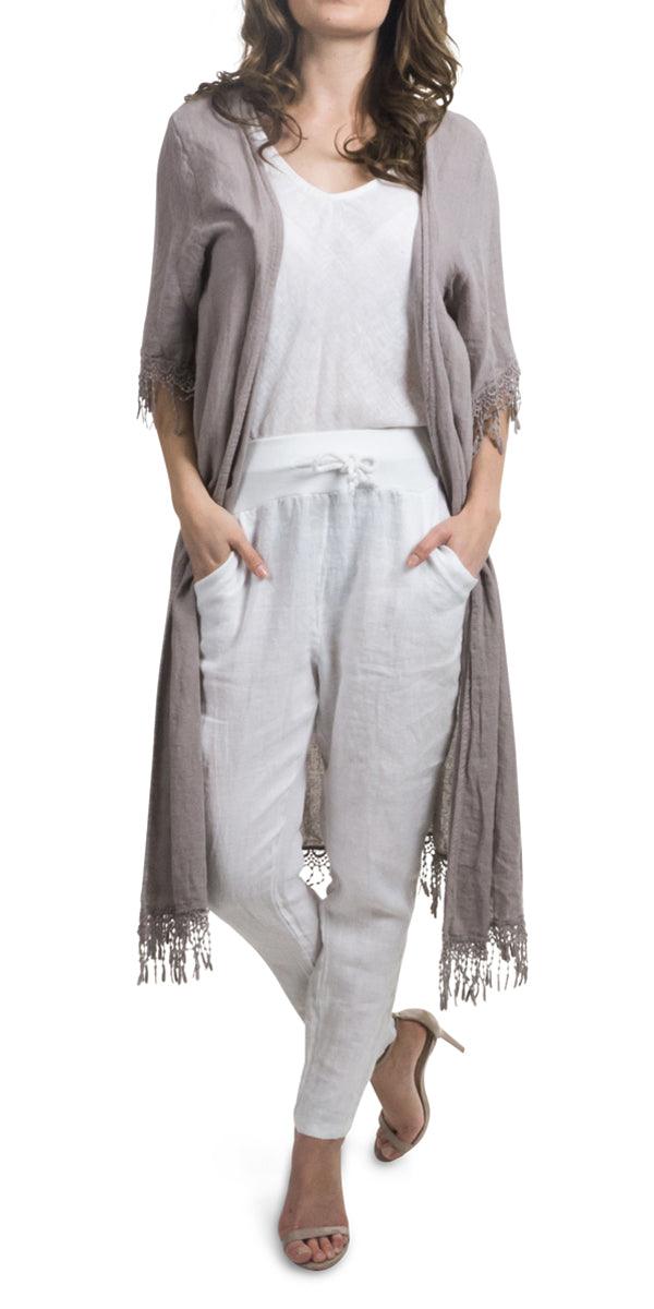 Barbara Jacket - Gigi Moda - Made in Italy # 100% Linen, Embroidery, Gigi Moda, Jacket, Linen, Made in Italy, one size, OS