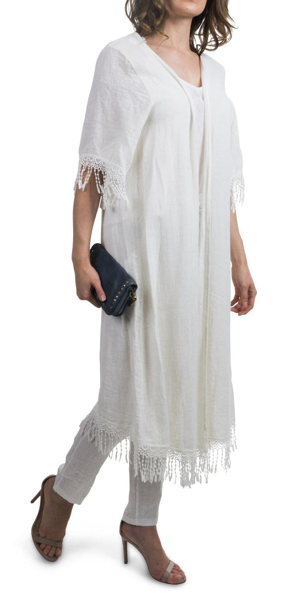 Barbara Jacket - Gigi Moda - Made in Italy # 100% Linen, Embroidery, Gigi Moda, Jacket, Linen, Made in Italy, one size, OS