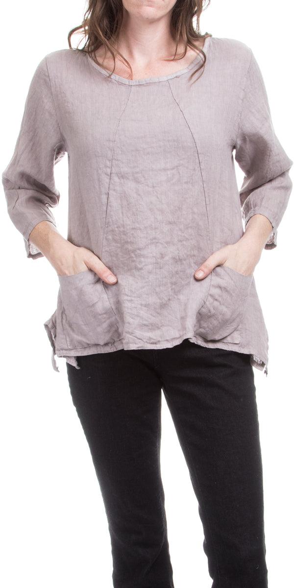 Maira Linen Top - Gigi Moda - Made in Italy # 100% Linen, Blouse, free shipping, italian top, Linen, Made in Italy, Sleeves, Top