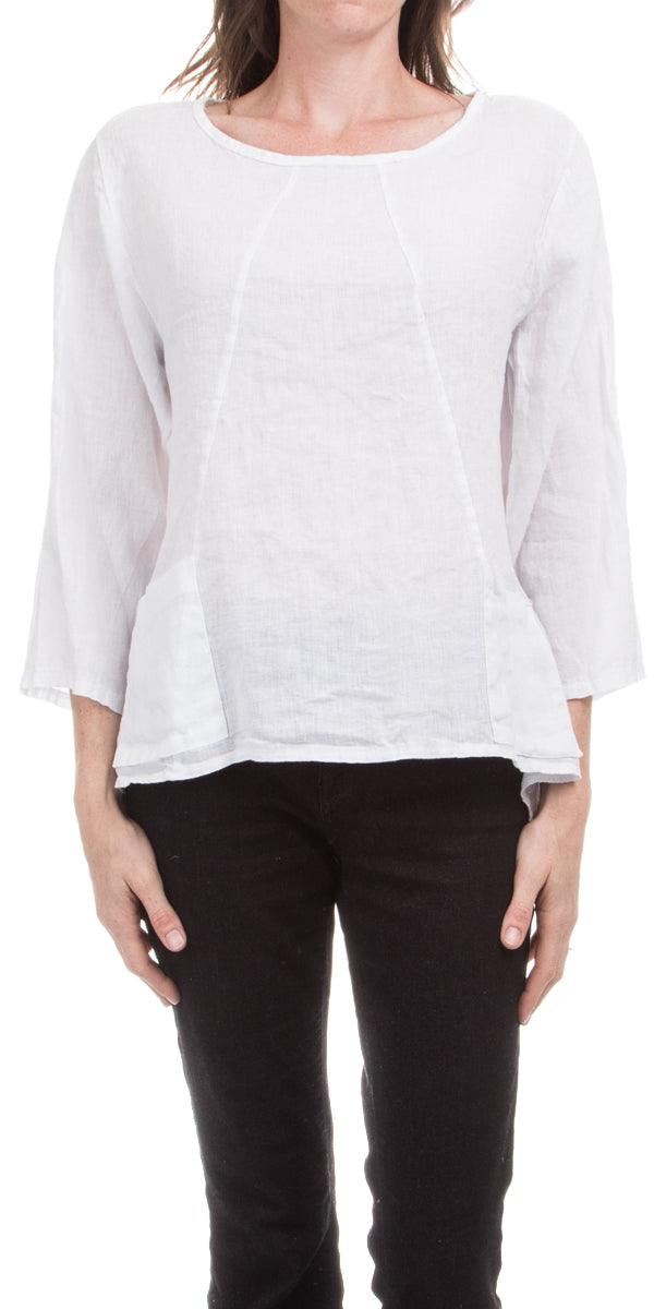 Maira Linen Top - Gigi Moda - Made in Italy # 100% Linen, Blouse, free shipping, italian top, Linen, Made in Italy, Sleeves, Top