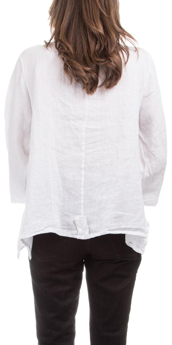 Maira Linen Top - Gigi Moda - Made in Italy # 100% Linen, Blouse, free shipping, italian top, Linen, Made in Italy, Sleeves, Top