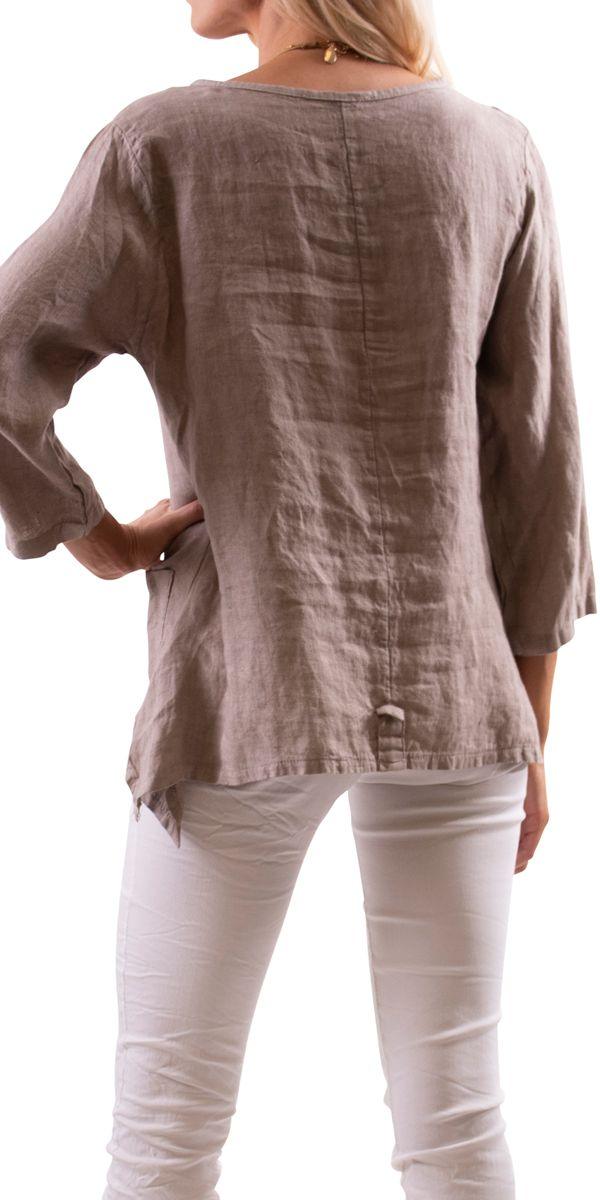 Maira Linen Top - Gigi Moda - Made in Italy # 100% Linen, Blouse, free shipping, italian top, Linen, Made in Italy, Sleeves, Top